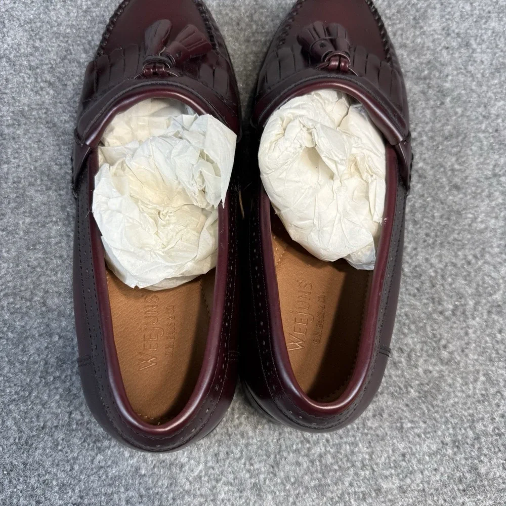 GH Bass & Co Weejuns Men's Jeremy Tassel Loafers Burgundy Leather 8.5 2E